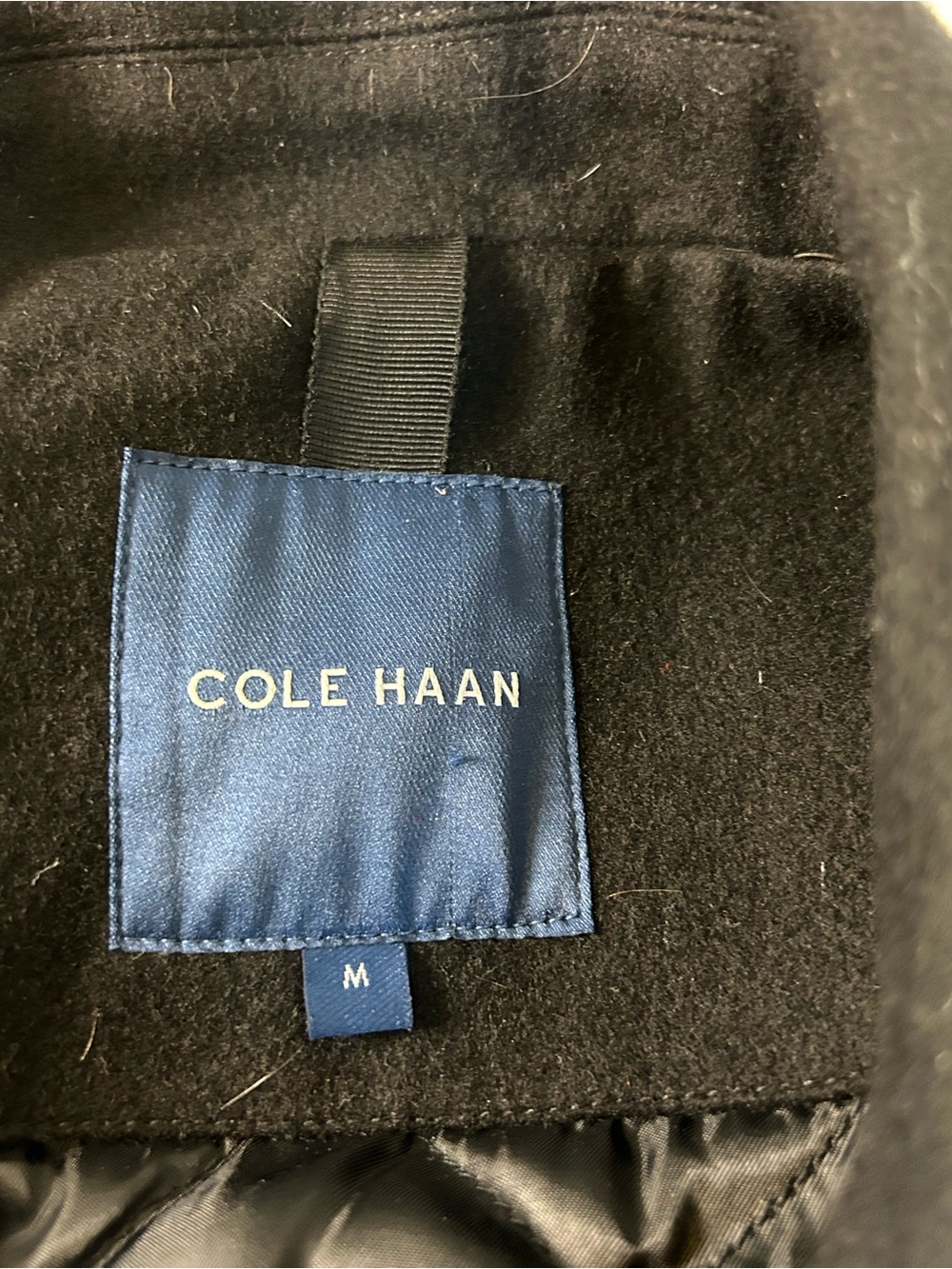 Cole Haan Men's Black Single-Breasted Wool Blend Pea Coat - Picture 4 of 11